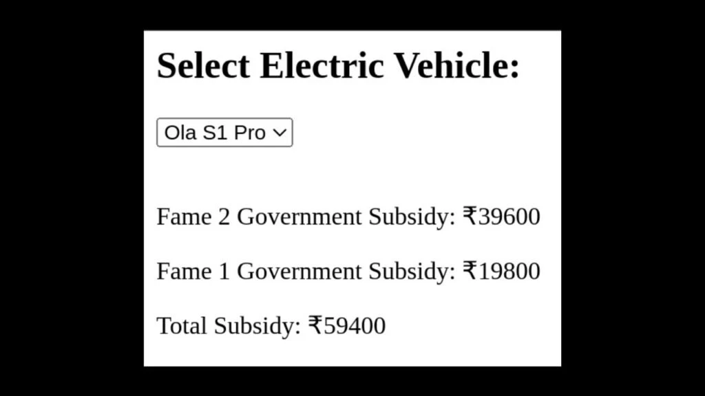 Electric Vehicle Subsidies Calculator